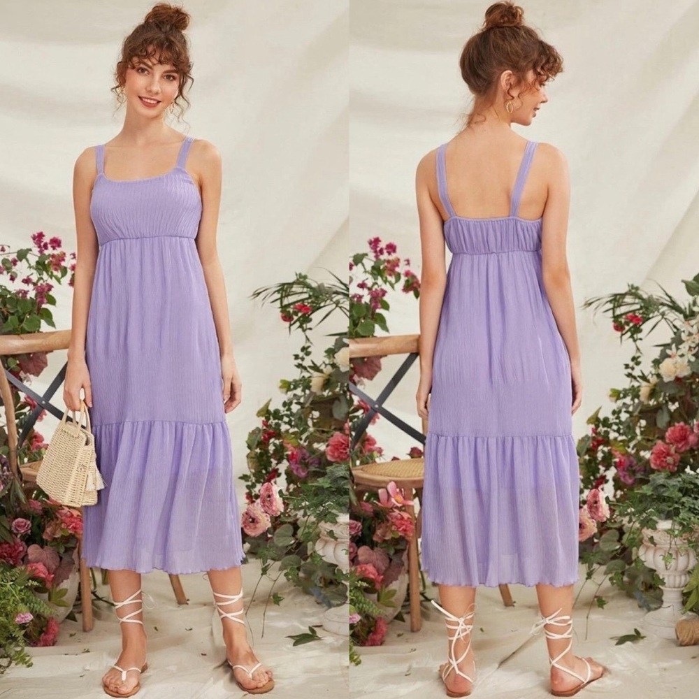 Purple Chiffon Valentine's Day Sleeveless Long Midi Dress Size Medium
